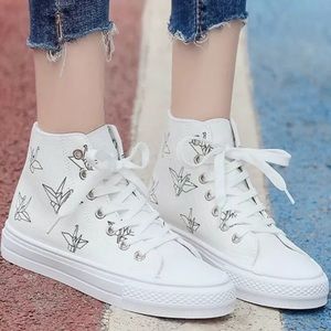 NEW 🔥 White Crane Glow In The Dark Canvas High Top Sneakers Size EUR 40 US 8